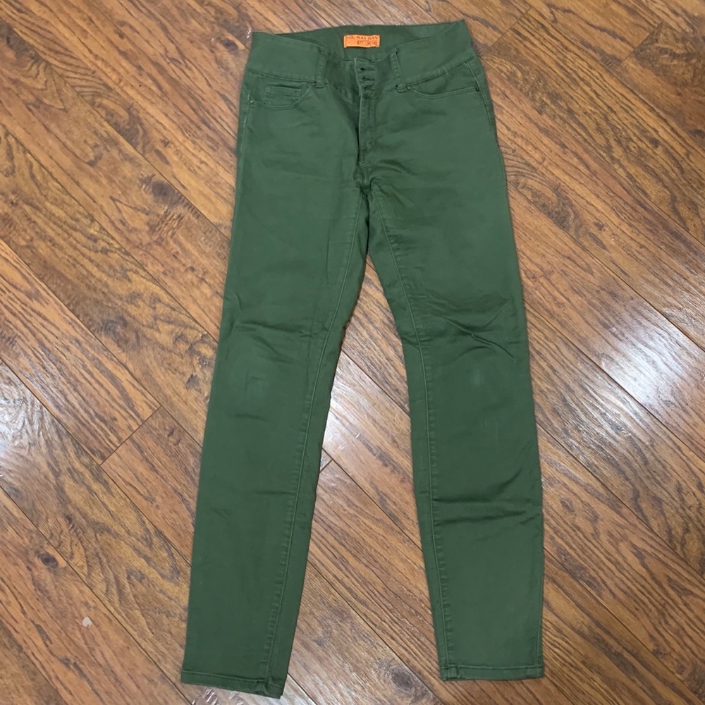 Fashion Nova Wax Army Green Jeans Colored